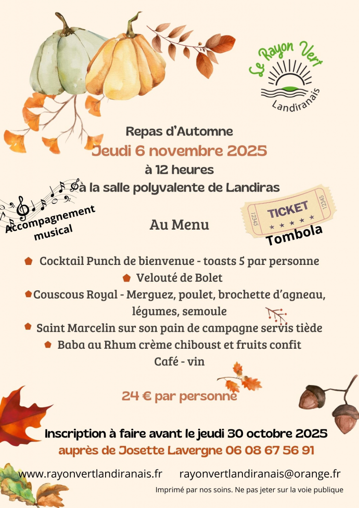 Repas d’Automne le 6 novembre 2025